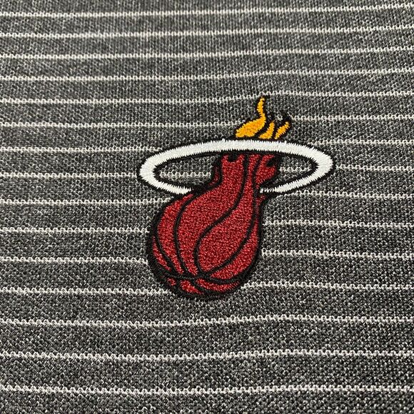 Miami Heat Antigua Striped Polo Adult X-Large XL Gray Embroidered NBA Basketball - Picture 4 of 16
